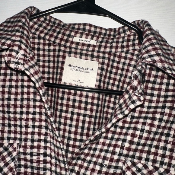 Abercrombie & Fitch Maroon and Black Plaid Shirt - Picture 3 of 4